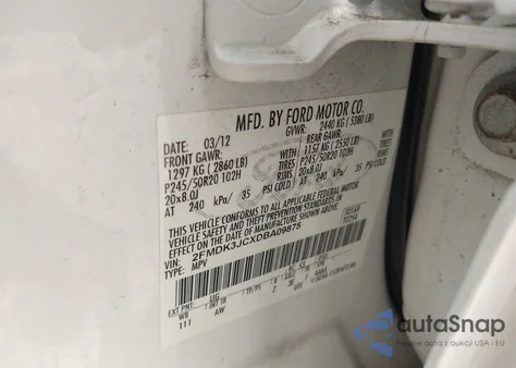 2013 Ford Edge Sel из США, поврежденный, VIN 2FMDK3JCXDBA09875